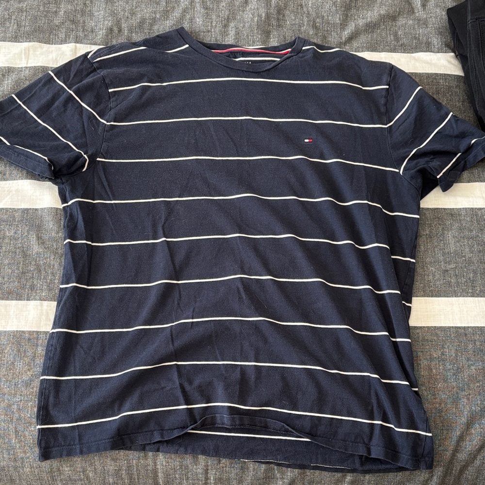 Tommy Hilfiger Navy and White Striped Tee
